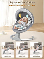 BIUSIKAN Columpios para bebés, columpio infantil con canciones de cuna, Bluetooth, 3 posiciones de asiento, pantalla táctil y control remoto, balancín para bebés al aire libre, columpio portátil para bebé