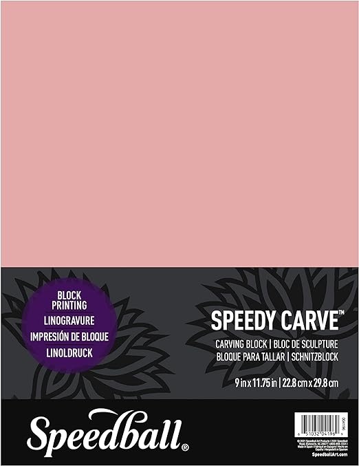 Speedball Speedy-Carve Lino Carving Block, Rectangle, Pink, 9 x 11-3/4 Inches, Linoleum for Printmaking