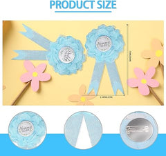 Maternity Sash and Corsage Pin Kit, Blue Baby Shower Decorations Corsage Pin and Flower Maternity Sash for New Mommy and Daddy Pregnancy Photo Props Supplies