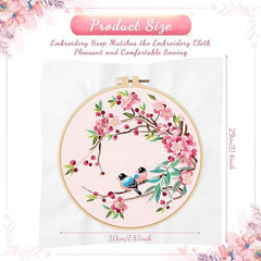 Crowye 6 Sets Embroidery Starters Kits for Adults Hand Embroidery with Bird Patterns and Instructions Hobby Beginners Kit Cross Embroidery Kits Embroidery Clothes Embroidery Hoop Threads Needles