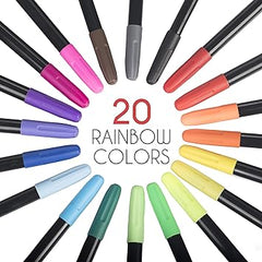 Zenacolor 20 Fabric Markers Pens Set - Non Toxic, Indelible and Permanent Fabric Paint Fine Point Textile Marker Pen