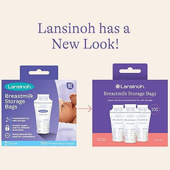 Lansinoh Breastmilk Storage Bags, 100 Count, 6 Ounce, Easy to Use Milk Storage Bags for Breastfeeding, Presterilized, Hygienically Doubled-Sealed, for Refrigeration and Freezing