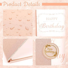 Hugestar Birthday Guest Book Decorations, Rose Gold Happy Birthday Guest Book Alternative, Large Birthday Party Signing Card Board, Greet Birthday Gifts for Women Girls