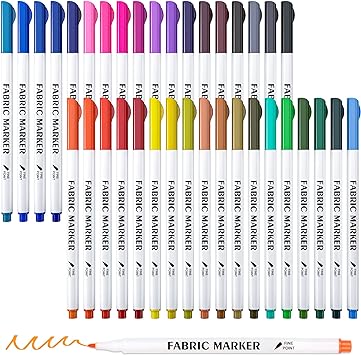 Lelix Fabric Markers, 36 Colors Permanent Fabric Pens for Writing Painting on T-Shirts Clothes Sneakers Canvas, Child Safe & Non-Toxic for Kids Adults