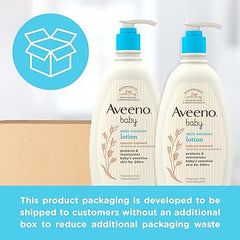 AVEENO BABY Daily Moisture Body Lotion for Delicate Skin, Natural Colloidal Oatmeal & Dimethicone, Hypoallergenic Moisturizing Lotion, Fragrance- & Paraben-Free, Twin Pack, 2 x 18 fl.