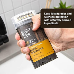 Every Man Jack Men's Amber + Sandalwood Body Deodorant Stick, 2,6 oz – 2er-Pack