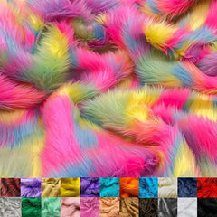 Ice Fabrics Faux Fur Fabric by The Yard - 60 Inches Wide Super Soft and Fluffy Shaggy Mohair Fur Fabric for Costumes, Apparel, Rugs, Pillows, Decorations and More - Pastel Rainbow - Half Yard