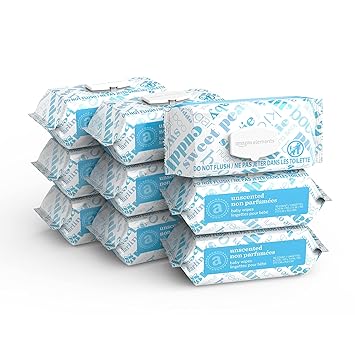 Amazon Elements Baby Wipes, Fragrance Free, White, 810 Count (9 Packs of 90) (Previously 810 Count)