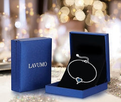 LAVUMO Herz-Armband für Damen, 925er Sterlingsilber-Armband mit Geburtsstein-Zirkonia, verstellbares Armband, beste Muttertagsgeschenke für Frauen und Mädchen, Kettenlänge 17 cm + 4,1 cm verlängert