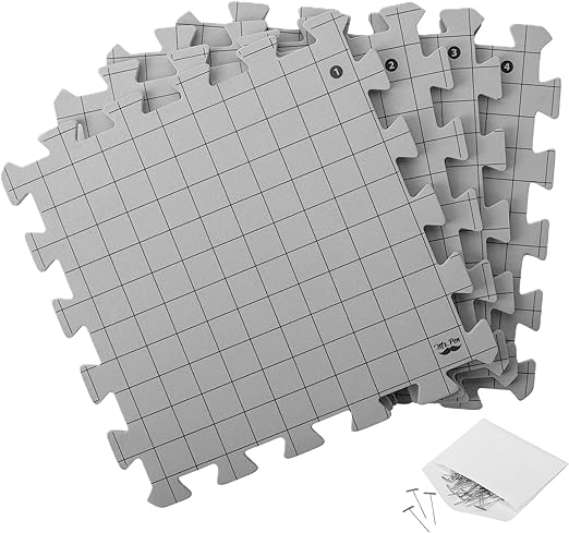 Mr. Pen- Interlocking Blocking Mats, 12”x12”, 4 Pack, Blocking Mats for Knitting & Crochet Projects with 50 T-Pins, Knitting Blocking Mats and Pins, Crochet Blocking Board for Crocheting