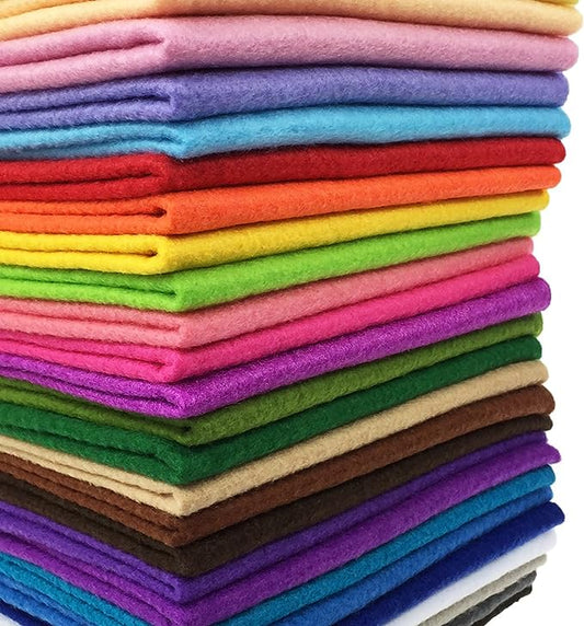 flic-flac 28pcs 12 x 8 inches (30cmx20cm) 1.4mm Thick Soft Felt Fabric Sheet Assorted Color Felt Pack DIY Craft Sewing Squares Nonwoven Patchwork