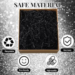 Fulmoon 1 Bag 3 lb/1.35 kg Shredded Paper for Gift Box Christmas Crinkle Cut Paper Glitter Shredded Filler Shiny paper Filler for Gift Wrapping Filling Birthday Wedding(Black, Paper)