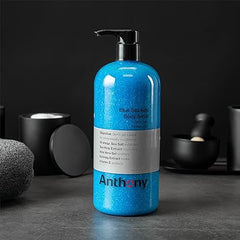 Anthony Exfoliating Body Scrub – Sea Salt, Vitamin C, And Aloe Vera Deep Cleans, Smooths Rough Patches & Soothes and Protects Skin – Blue Sea Kelp Body Wash 32 Fl Oz