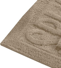 2 Piece Bath Mat with Splash Sculpted Details Beige Brown Microfiber Multi-Size Set