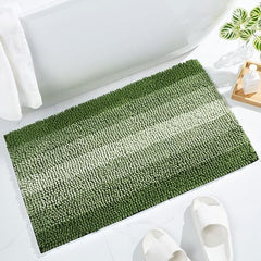 Non Slip Chenille Bath Mat, Bathroom Set with Shower Curtain and Rug and Accessories, Bath Curtain 72" W x 72" L, Bath Rug 16" W x 24" L