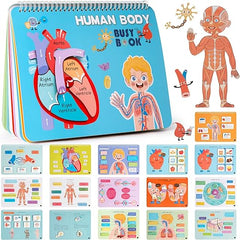 Freebear Libro ocupado preescolar para niños pequeños, actividades de juguetes educativos y de aprendizaje del cuerpo humano, materiales para autismo, viajes 4 5 6 7 8 años 