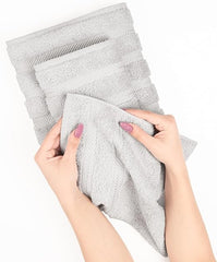 American Soft Linen Luxury 6 Piece Towel Set, 2 Bath Towels 2 Hand Towels 2 Washcloths, 100% Turkish Cotton Towels for Bathroom, Silver Grey Towel Sets