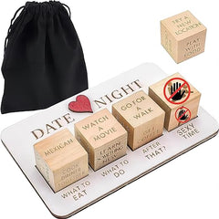 Dados de cita nocturna para parejas, dados de decisión de citas nocturnas divertidas, dados divertidos de citas de pareja de madera, regalo de cumpleaños de aniversario del día de San Valentín 