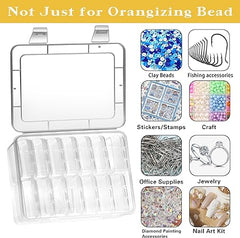 Mathtoxyz Small Bead Organizers, 15 Pieces Plastic Storage Cases Mini Clear Bead Storage Containers Transparent Boxes with Hinged Lid and Rectangle