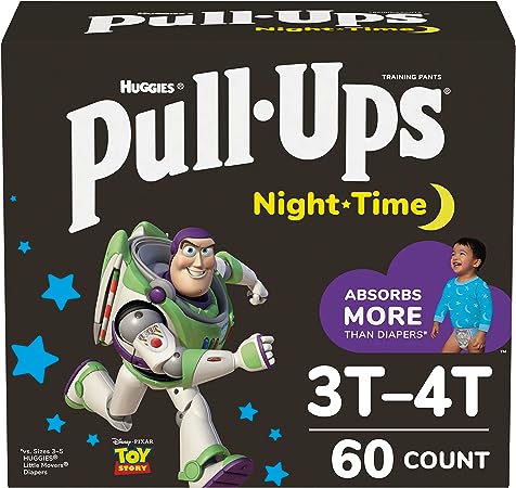 Pull-Ups Boys' Night-Time Potty Training Pants, Training Underwear, 3T-4T (32-40 lbs), 60 Ct