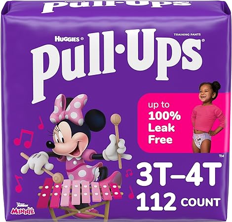 Pull-Ups Girls' Potty Training Pants, 3T-4T (32-40 lbs), 112 Count (4 Packs of 28), Packaging May Vary