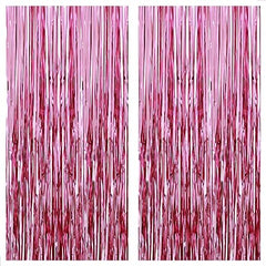 KatchOn, Pink Backdrop for Pink Party Decorations - XtraLarge 8x3.2 Feet, Pack of 2 | Pink Foil Fringe Curtain for Pink Streamers Party Decorations | Pink Fringe Backdrop, Galentines Day Decorations