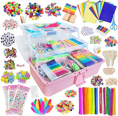 Itopstar 3000 Kids Arts and Crafts Supplies for Kids Girls Ultimate Crafting Supply Set in Portable 3 Layered Plastic Art Box All in One for Craft DIY Art Supplies