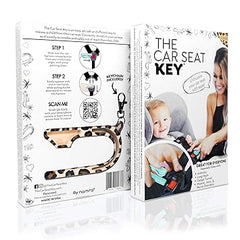 The Car Seat Key - Original Car Seat Key Chain Buckle Release Tool - Easy Unbuckle Opener Aid for Nails, Parents, Grandparents & Older Children by NAMRA Made in USA (1 Pack, Leopard)