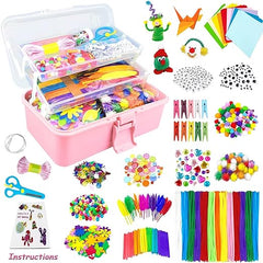 Arts and Crafts Supplies for Kids 1600Pcs DIY Craft Kits Art Supplies Materials Kids Crafts Set with Pipe Cleaners Craft Box Preschool Homeschool Toys Gift for Kids Boys and Girls Age 4 5 6 7 8