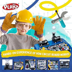 Playz Electrical Circuit Board Engineering Kit for Kids with 25+ STEM Projects Teaching Electricity, Voltage, Currents, Resistance, & Magnetic Science | Gift for Children Age 8, 9, 10, 11, 12, 13+