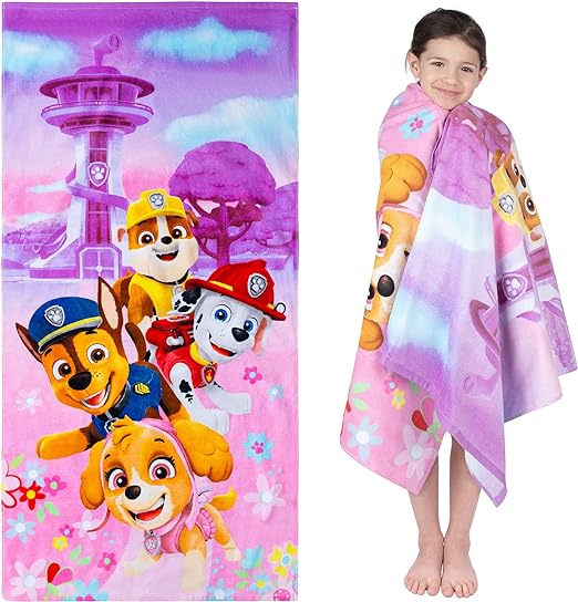 Kids Super Soft Cotton Bath/Pool/Beach Towel, 58 in x 28 in, Paw Patrol Girls