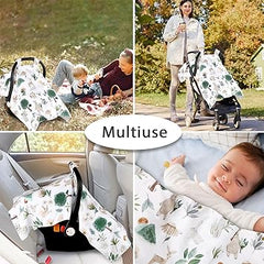 CARUILI Winter Car Seat Covers for Babies, Minky Baby Car Seat Cover, Warm Infant Carseat Cover Canopy Protects Baby from Wind, Sun, Stranger, Woodland Animal