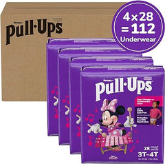 Pull-Ups Girls' Potty Training Pants, 3T-4T (32-40 lbs), 112 Count (4 Packs of 28), Packaging May Vary