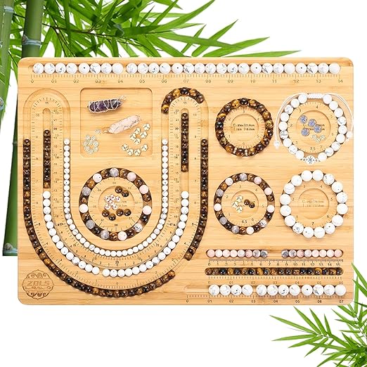 ZDLS Wooden Beading Board,Bead Tray for Jewelry Making,Jewelry Measuring Board for Bracelets and Necklaces Making DIY,15.2 * 11.2 * 0.5in…