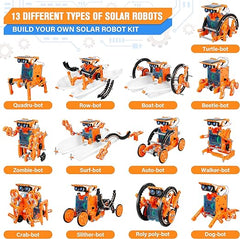 STEM 13 en 1 Educación Robot Solar Juguetes para 8-12 años, DIY Construcción Ciencia Experimento Robots Kit Regalos de Cumpleaños para 8 9 10 11 12 años Niños Niñas Niños Adolescentes, Solar Powered by The Sun 