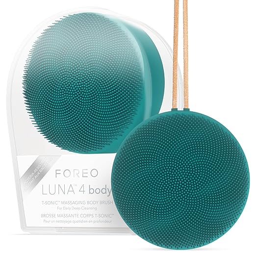 FOREO Luna 4 Körperbürste – Peeling-Körperwäscher – Premium-Lymphdrainage-Hautpflegegerät – IP68 wasserdicht – Erdbeerbeinbehandlung 