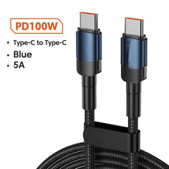 Aluminum Alloy Data Cable PD100W Quick Charge Cable USB Charging Cable