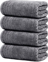 Large Bath Towels, 100% Cotton, 30 x 60 Inches Extra Large Bath Towels, Lighter Weight, Quicker to Dry, Super Absorbent, Perfect Bathroom Towels (Pack of 4, Dark Grey)