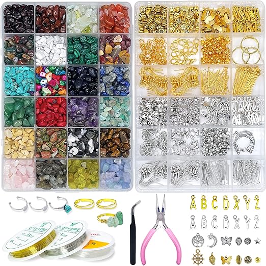 ygorios Jewelry Making Kit for Adults - 1760 PCS Crystal Beads for Jewelry Making, Jewelry Making Supplies with 960 PCS Crystal Beads, 800 PCS Jewelry Findings, DIY Jewelry Bracelet, Earring (Crystal)