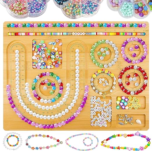 COWVTUJ Bead Board for Jewelry Making, Bamboo Combo Beading Board for Bracelet Making, DIY Bracelet Bead Trays, Necklace Design Board Jewelry Design Beading Mats