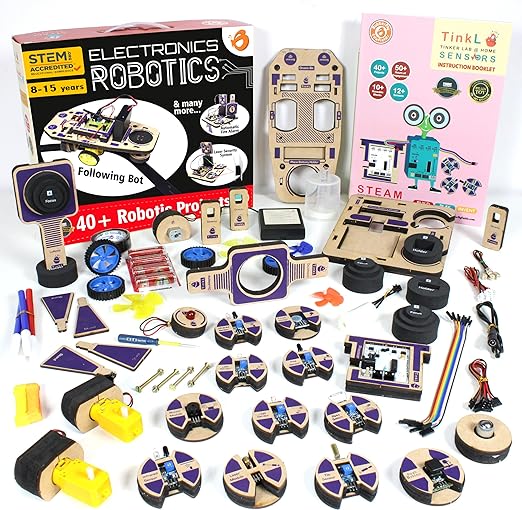 Kit de robótica STEM 40 en 1 para niños - Robots de bricolaje con electrónica, sensores y más de 100 piezas - Regalo educativo para 8-12 años