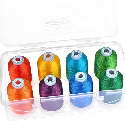 New brothread - 20 Options - 8 Snap Spools of 1000m Each Polyester Embroidery Machine Thread with Clear Plastic Storage Box for Embroidery & Quilting - Fruit&Garden