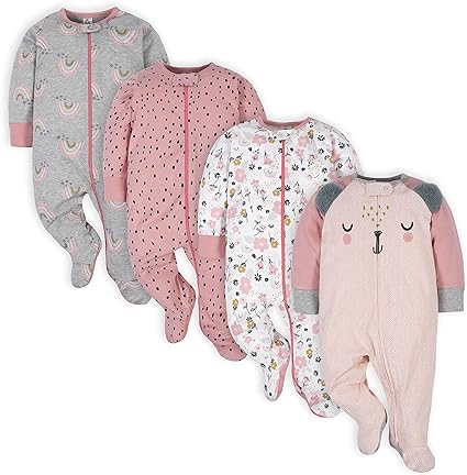 Gerber baby-girls 4 Pack Sleep 'N Play Footie