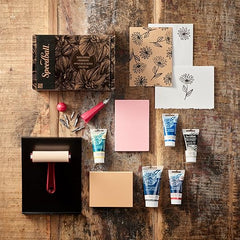 Speedball Deluxe Block Printing Kit - Includes Inks, Brayer, Bench Hook, Lino Handle and Cutters, Speedy-Carve Block, Mounted Linoleum Block