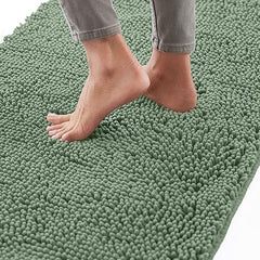 Gorilla Grip Bath Rug 24x17, Thick Soft Absorbent Chenille, Rubber Backing Quick Dry Microfiber Mats, Machine Washable Rugs for Shower Floor, Bathroom Runner Bathmat Accessories Decor, Sage Green