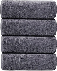 Large Bath Towels, 100% Cotton, 30 x 60 Inches Extra Large Bath Towels, Lighter Weight, Quicker to Dry, Super Absorbent, Perfect Bathroom Towels (Pack of 4, Dark Grey)