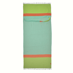 Two-in-One Beach Towel Bag Green Blue with Gift Box