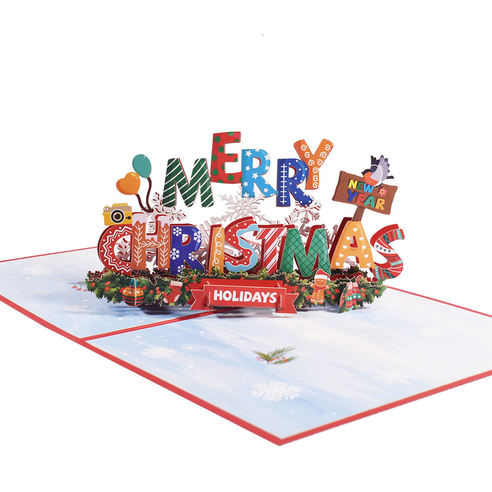 Holiday Greetings New Creative 3D Stereoscopic Greeting Cards